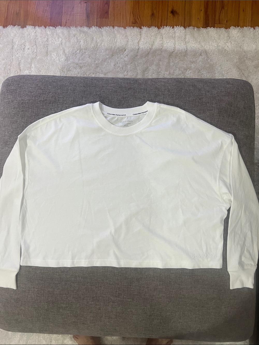 Calvin Klein White Long-Sleeve Cotton Crew Tee